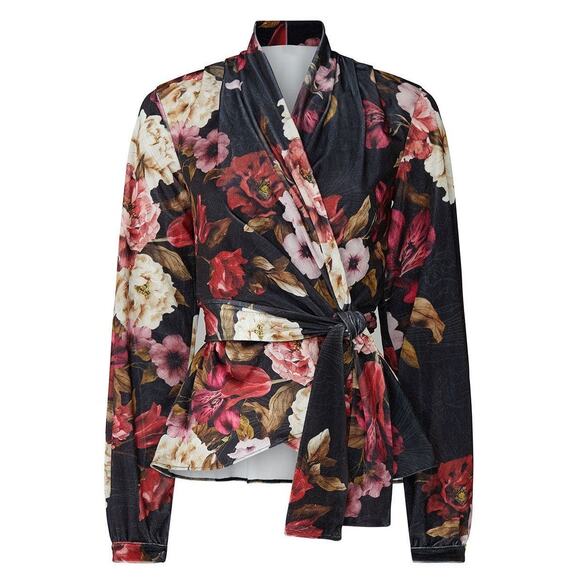 PatBo Floral Printed Velvet Wrap Top Size Medium - Picture 1 of 6